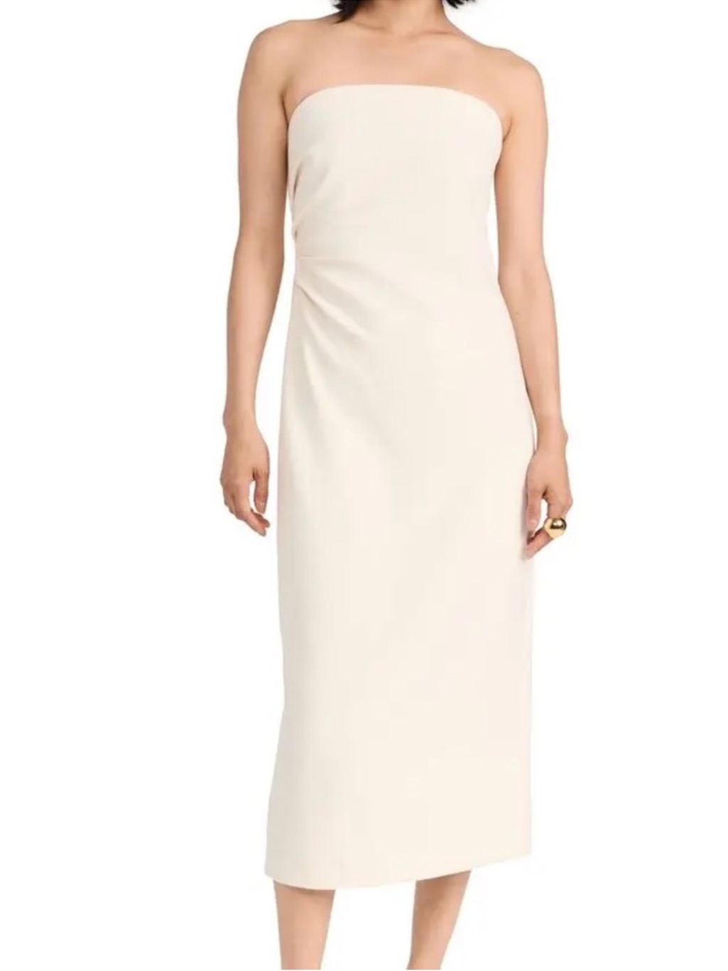 Vince Nwt Strapless Draped Dress Off White Cream Crepe Tube Midi 4